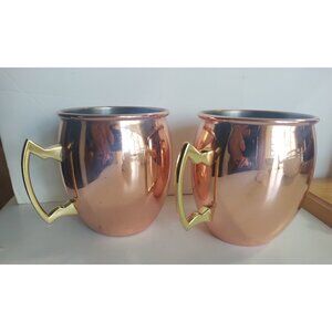 Eco One by Silver One Intl.  Moscow Mule Mugs(2) Copper/Silver Brass Handles